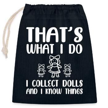 Idée cadeau de collectionneur de poupées - Sac cadeau en coton avec cordon (25 x 30 cm) - bleu marine - Devant