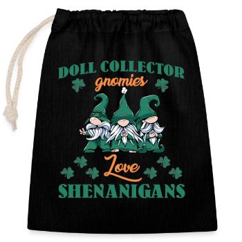 Chemise de la Saint-Patrick de collectionneur de poupées - Sac cadeau en coton avec cordon (25 x 30 cm) - noir - Devant