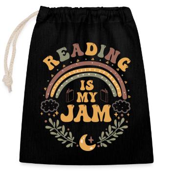 Reading is my passion Rainbow Book Teacher - Closable cotton gift bag (25x30cm) - black - Front