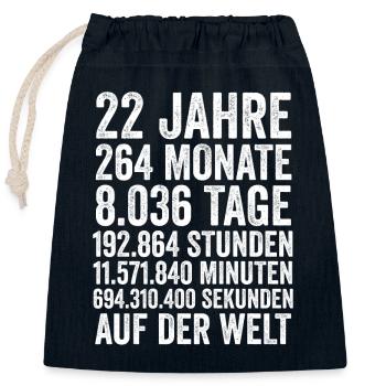 22 Jahre Zweiunszwanzigster Geburtstag - Verschließbarer Geschenkbeutel aus Baumwolle (25x30cm) - Navy - Vorne