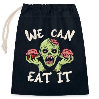 Nous pouvons le manger zombie Halloween zombies - Sac cadeau en coton avec cordon (25 x 30 cm) - bleu marine - Devant