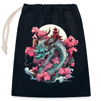 Tokio Asien 80er Japanischer Retro Drache Drachen - Verschließbarer Geschenkbeutel aus Baumwolle (25x30cm) - Navy - Vorne