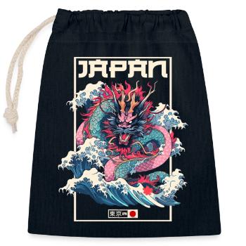 Tokio Asien 80er Japanischer Retro Drache Drachen - Verschließbarer Geschenkbeutel aus Baumwolle (25x30cm) - Navy - Vorne