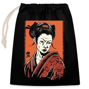 Unfriendly Japanese Geisha - Closable cotton gift bag (25x30cm) - black - Front