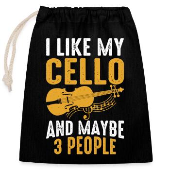 Violoncelle violoncelliste - Sac cadeau en coton avec cordon (25 x 30 cm) - noir - Devant