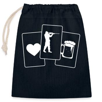 Herz - Bier - Kerl auf der Jagd - - Verschließbarer Geschenkbeutel aus Baumwolle (25x30cm) - Navy - Vorne