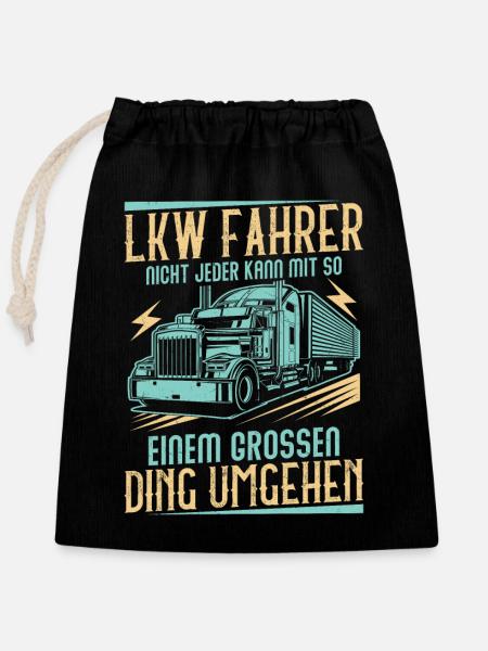 LKW Fahrer Großes Ding Fernfahrer - Verschließbarer Geschenkbeutel aus Baumwolle (25x30cm) - Schwarz
