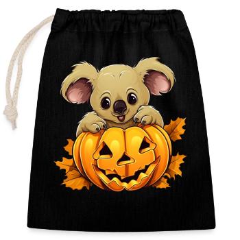 Koala Pumpkin Lazy Halloween Party Costume pour - Sac cadeau en coton avec cordon (25 x 30 cm) - noir - Devant