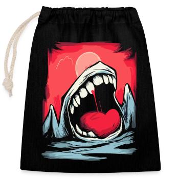 Le soleil rouge du Japon et la montagne de la bouche avec des dents - Sac cadeau en coton avec cordon (25 x 30 cm) - noir - Devant