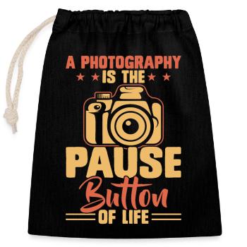 Photographer - Closable cotton gift bag (25x30cm) - black - Front