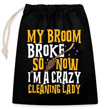 Domestic help, cleaner, housekeeper - Closable cotton gift bag (25x30cm) - black - Front