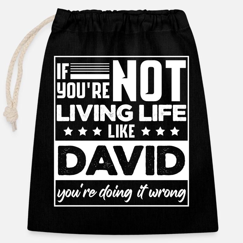 Drôle David Blague d’anniversaire Sarcasme - Sac cadeau en coton avec cordon (25 x 30 cm) - noir