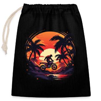 Motocross Dirt Bike - Sac cadeau en coton avec cordon (25 x 30 cm) - noir - Devant
