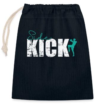 Side Kick Kickboxen - Verschließbarer Geschenkbeutel aus Baumwolle (25x30cm) - Navy - Vorne