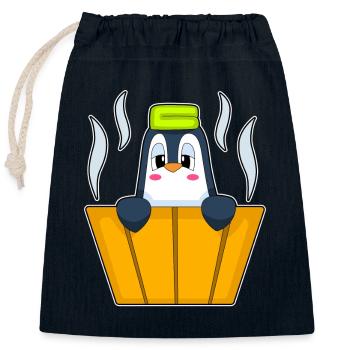 Pinguin Baden Badewanne - Verschließbarer Geschenkbeutel aus Baumwolle (25x30cm) - Navy - Vorne