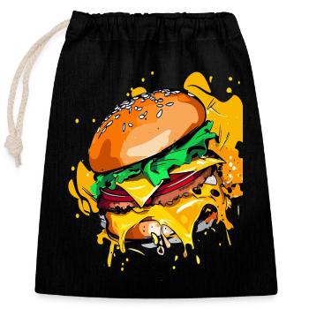 Burger au fromage supplémentaire Cheeseburge - Sac cadeau en coton avec cordon (25 x 30 cm) - noir - Devant