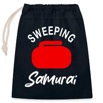 Wischender Samurai - Verschließbarer Geschenkbeutel aus Baumwolle (25x30cm) - Navy - Vorne