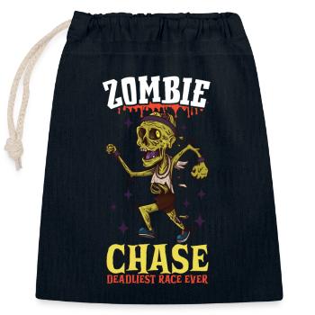Funny Horror Zombie Marathon Jogging Runner - Closable cotton gift bag (25x30cm) - navy - Front
