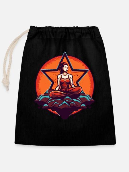 Endloses Yoga - Verschließbarer Geschenkbeutel aus Baumwolle (25x30cm) - Schwarz