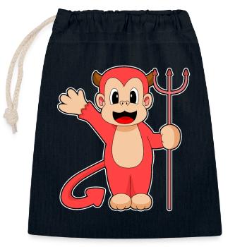 Affe Halloween Teufel Dreizack - Verschließbarer Geschenkbeutel aus Baumwolle (25x30cm) - Navy - Vorne