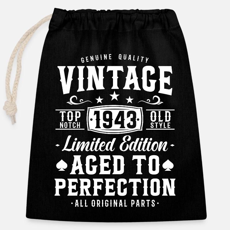 Iconic 80th birthday surprise - Closable cotton gift bag (25x30cm) - black