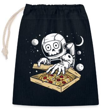 Astronaut pizza - Closable cotton gift bag (25x30cm) - navy - Front