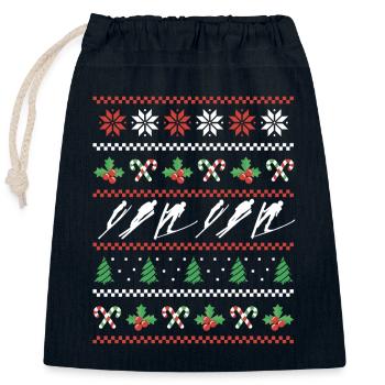Ugly Christmas Ski Jumper Design - Closable cotton gift bag (25x30cm) - navy - Front