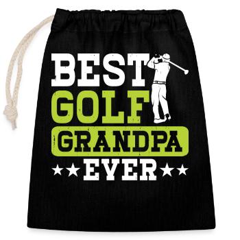 Golf Golfer Grandpa - Closable cotton gift bag (25x30cm) - black - Front