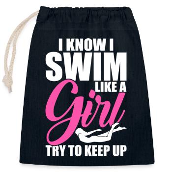 Swimming Float - Closable cotton gift bag (25x30cm) - navy - Front
