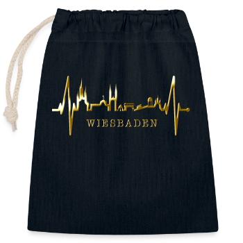 Wiesbaden Skyline Herzschlag Fan Herz Hessen Liebe - Sac cadeau en coton avec cordon (25 x 30 cm) - bleu marine - Devant