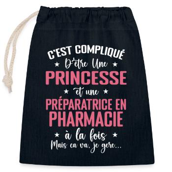 Princesse et une preparatrice en pharmacie - Sac cadeau en coton avec cordon (25 x 30 cm) - bleu marine - Devant