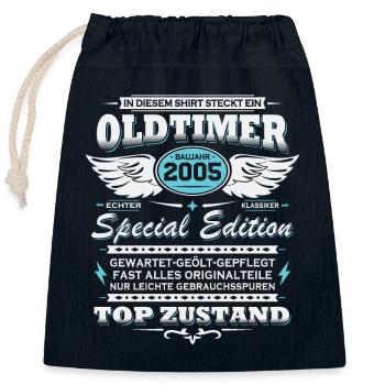 Oldtimer Baujahr 2005 Jahrgang Geburtstag Geschenk - Verschließbarer Geschenkbeutel aus Baumwolle (25x30cm) - Navy - Vorne