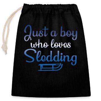 Sledding Boys Design - Closable cotton gift bag (25x30cm) - black - Front