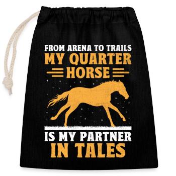 American Quarter Horse Equestrian Horse Lover Hors - Closable cotton gift bag (25x30cm) - black - Front