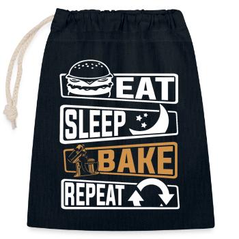 Eat Sleep Bake Repeat Hobby Baker Bakery - Closable cotton gift bag (25x30cm) - navy - Front