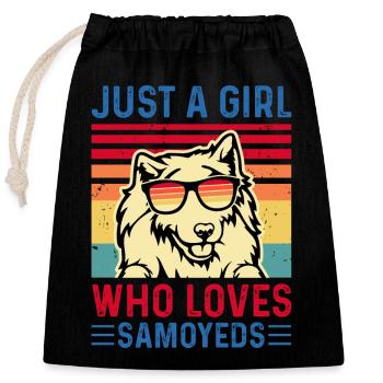 Samoyed Dog - Closable cotton gift bag (25x30cm) - black - Front