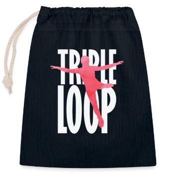 Triple Loop Figure Skating - Closable cotton gift bag (25x30cm) - navy - Front