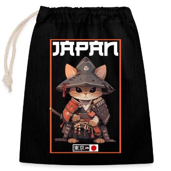 Asia Cat Japanese Samurai Samurai - Closable cotton gift bag (25x30cm) - black - Front