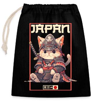 Asia Cat Japanese Samurai Samurai - Closable cotton gift bag (25x30cm) - black - Front