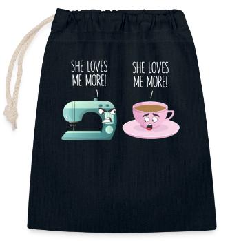 Nähmaschine Kaffee Lustig Nähen Quilten Näherin - Verschließbarer Geschenkbeutel aus Baumwolle (25x30cm) - Navy - Vorne