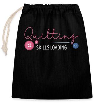 Quilting Skills Loading Funny Sewing Machine - Closable cotton gift bag (25x30cm) - black - Front