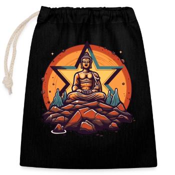 Buddha Star - Verschließbarer Geschenkbeutel aus Baumwolle (25x30cm) - Schwarz - Vorne