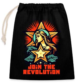 Werde Teil der Revolution - Verschließbarer Geschenkbeutel aus Baumwolle (25x30cm) - Schwarz - Vorne