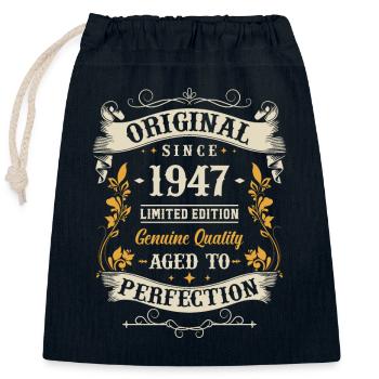 Anniversaire légendaire de 1947 - Sac cadeau en coton avec cordon (25 x 30 cm) - bleu marine - Devant