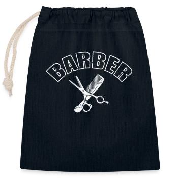 Barber Haarschnitt Salon Friseur - Verschließbarer Geschenkbeutel aus Baumwolle (25x30cm) - Navy - Vorne