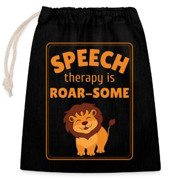 Speech Therapy Speech Language Pathology SLP - Closable cotton gift bag (25x30cm) - black - Front