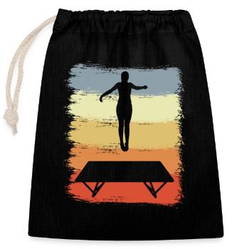 Vintage Trampolinist Skizze - Verschließbarer Geschenkbeutel aus Baumwolle (25x30cm) - Schwarz - Vorne