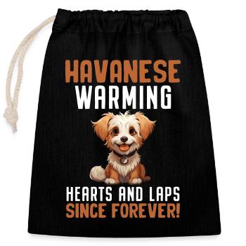 Le bichon havanais réchauffe les cœurs et les genoux depuis toujours - Sac cadeau en coton avec cordon (25 x 30 cm) - noir - Devant
