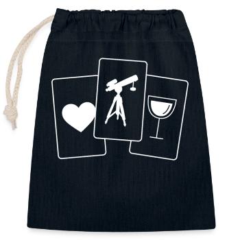 Herz - Wein - Astronomie - - Verschließbarer Geschenkbeutel aus Baumwolle (25x30cm) - Navy - Vorne