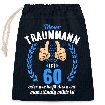 Dieser Traummann ist 60 Jahre 60 Geburtstag - Verschließbarer Geschenkbeutel aus Baumwolle (25x30cm) - Navy - Vorne